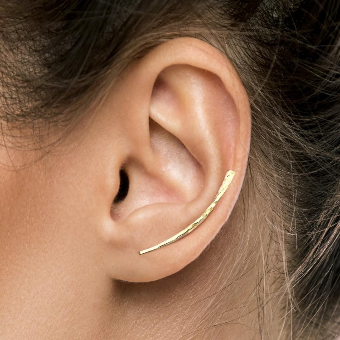 Bezeled Ear Climber Earrings gold – ADORNIA